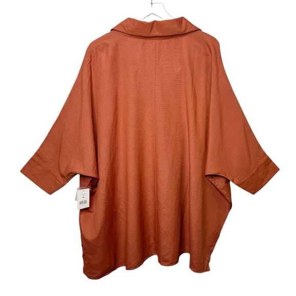 NEW Helen Owen Bri Rust Orange Lagenlook Linen Blend Button Up Tunic Top Sz OS - Picture 10 of 12